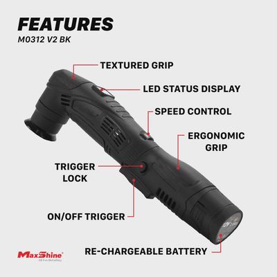 MaxShine M0312 Mini Cordless Portable Polisher [V2 Black]