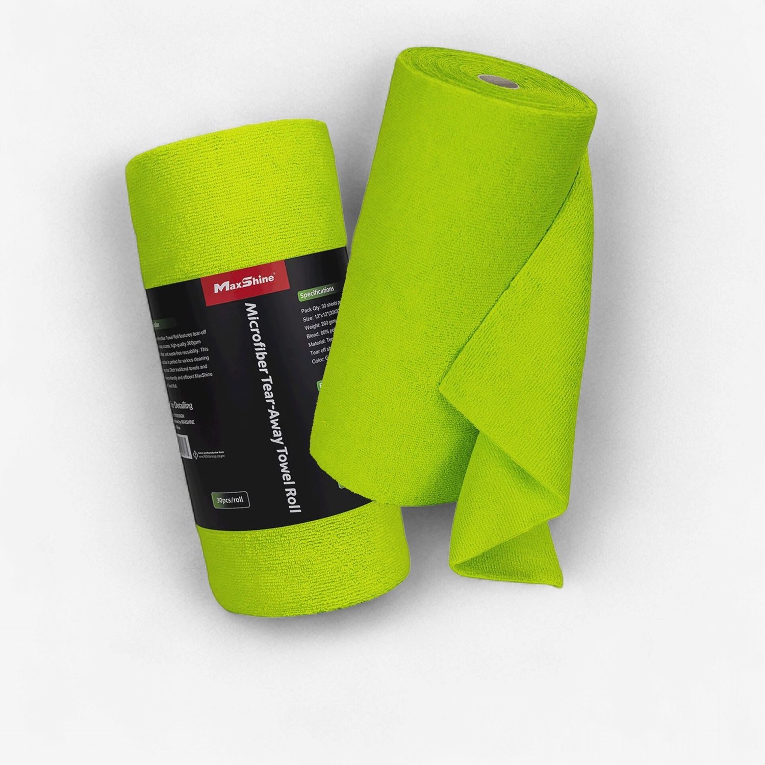 Maxshine 12"x12" Microfiber Tear-Away Towel Roll Green [Pack of 30]