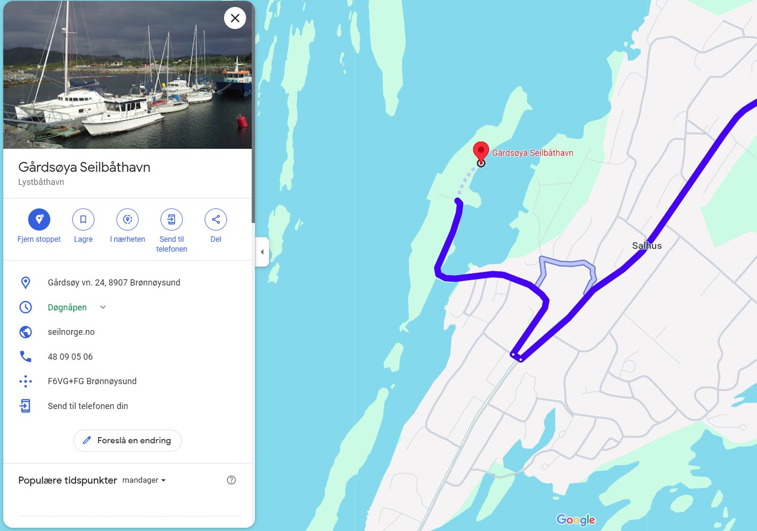 Gårdsøya Seilbåthavn, docking fee