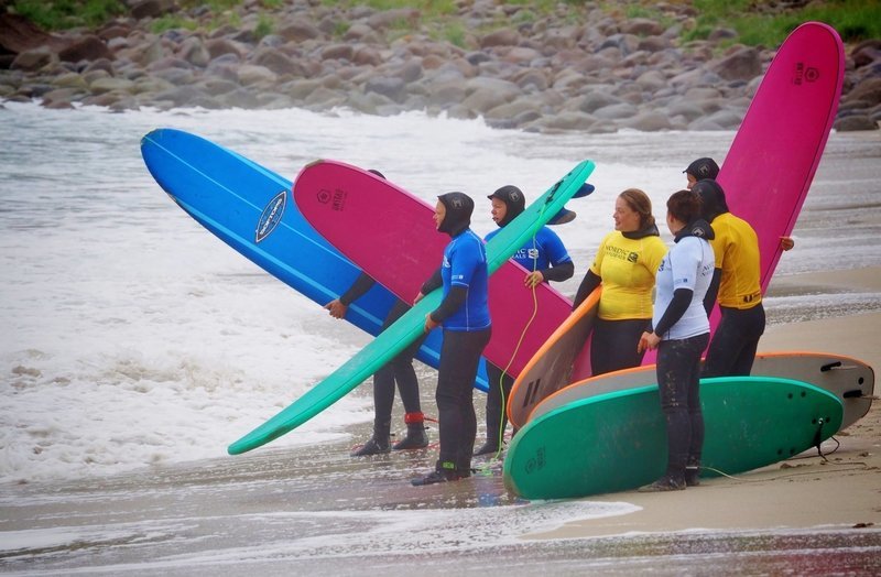 Surfing at Unstad Arctic Surf