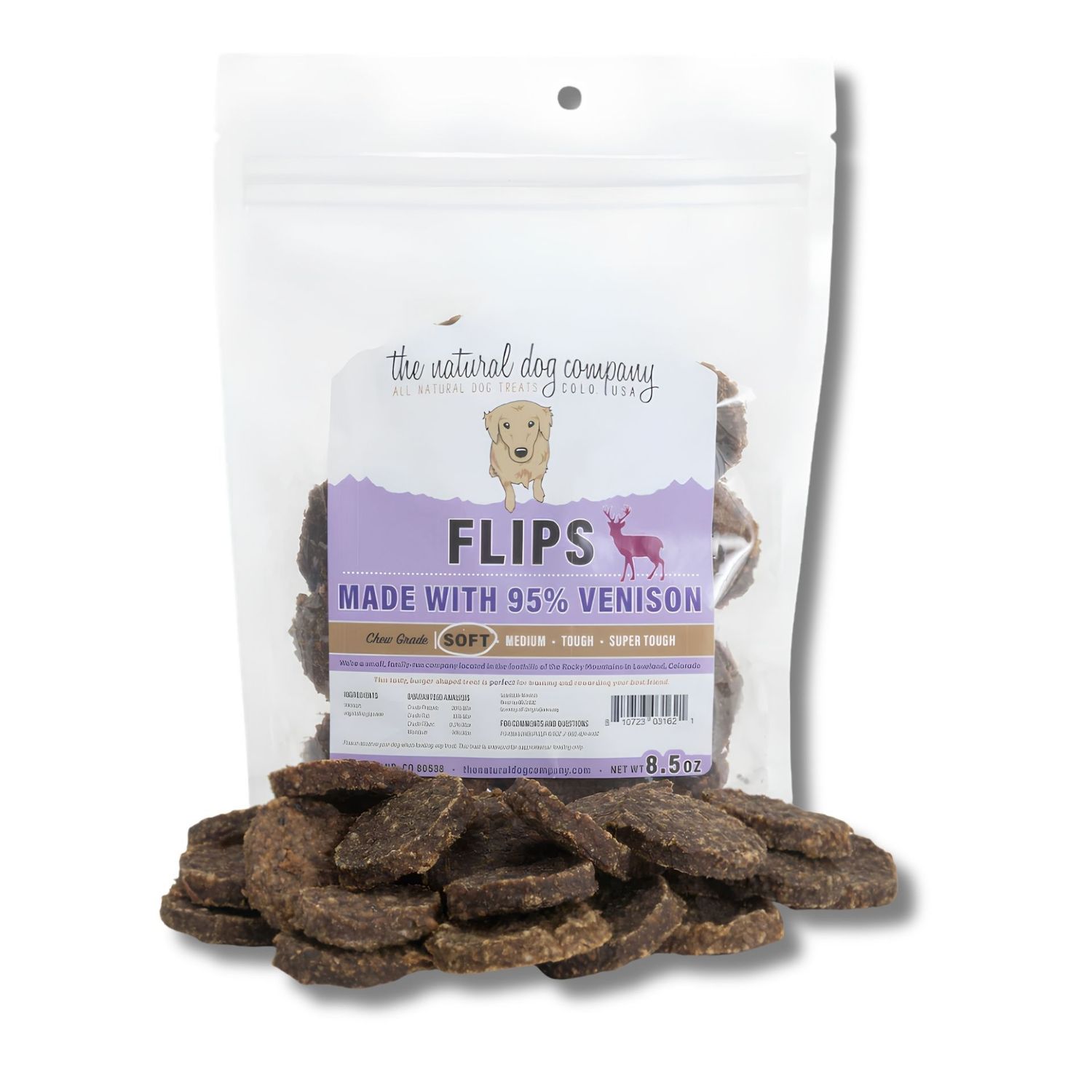 Tuesday's Natural Dog Co. Venison Flips Dog Treats