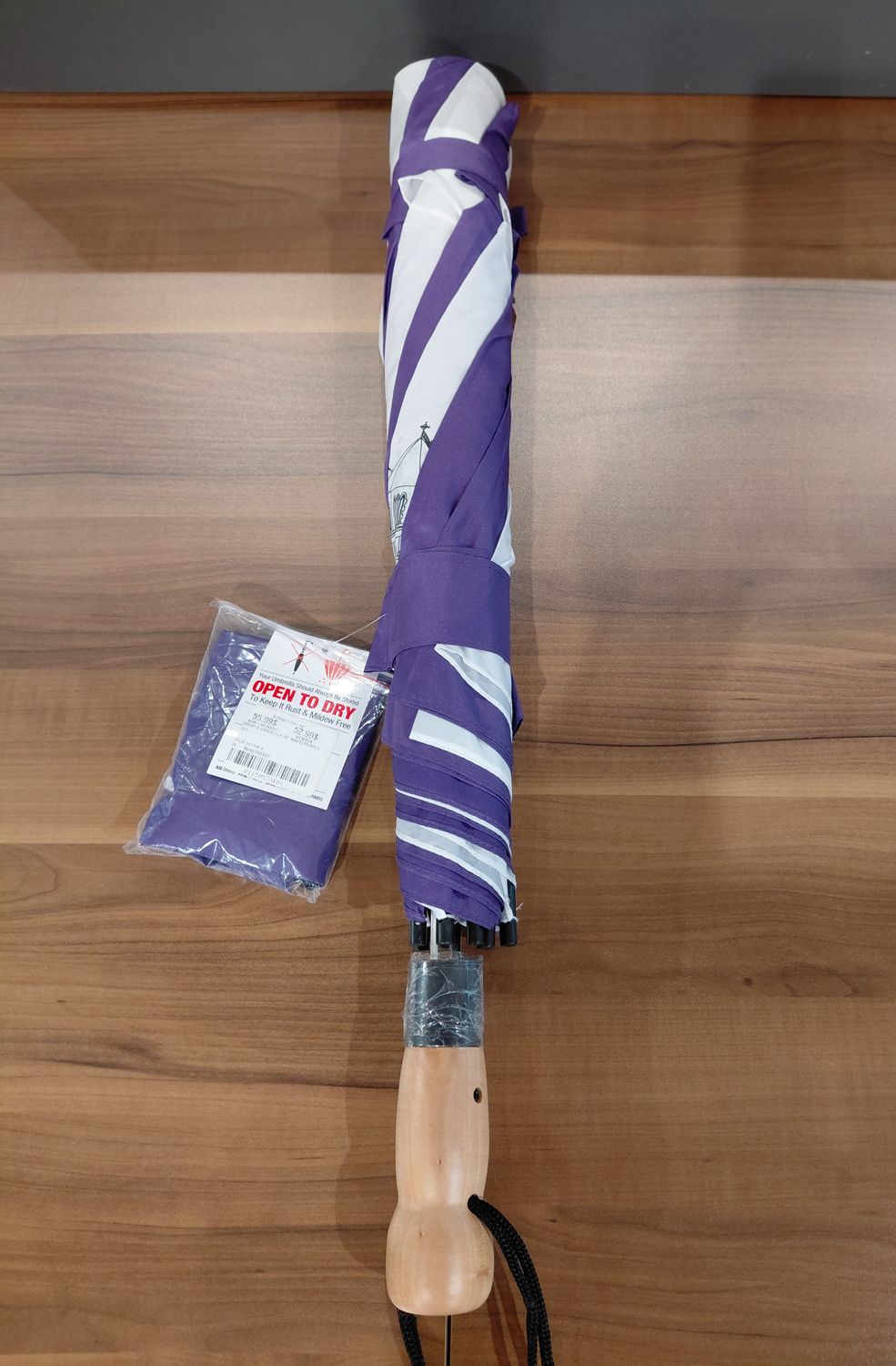 BISHOP'S UMBRELLA 58' WHITE/PURPLE GOLF