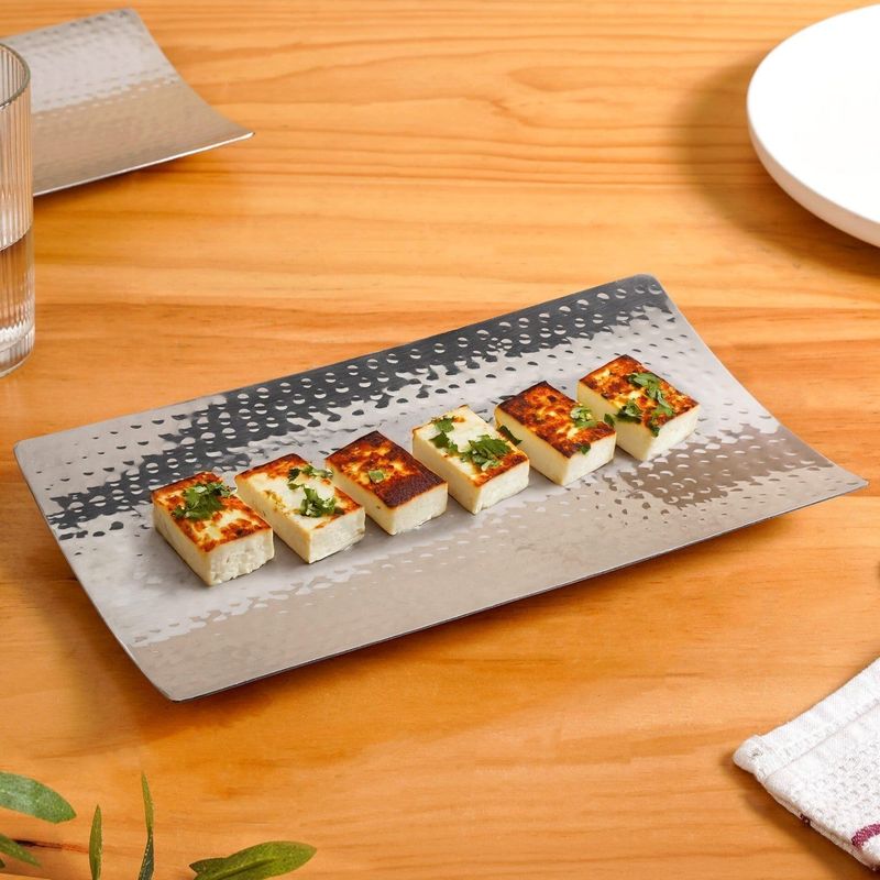Stainless Steel Curved Rectangular Serving Platter 30x18cm