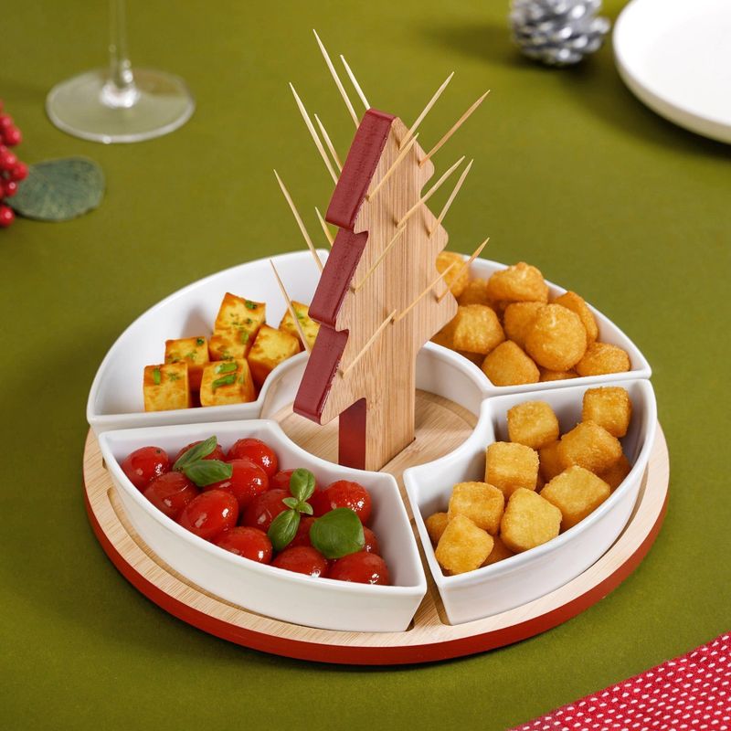 Sectioned Tree Platter Set Of 5