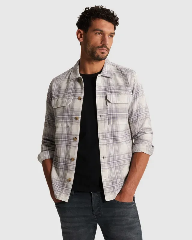 Cast Iron Shirt jacket with check pattern and waffle texture CSI2602219-7178