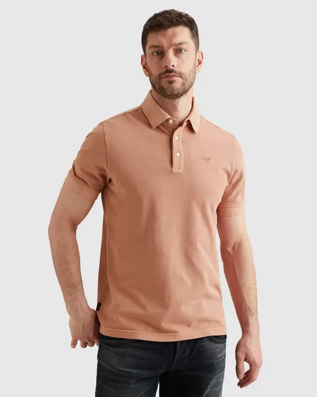 PME Legend Polo van piqué met garment-dye wassing