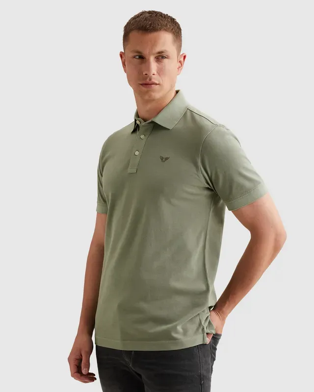 PME Legend Polo van piqué met garment-dye wassing