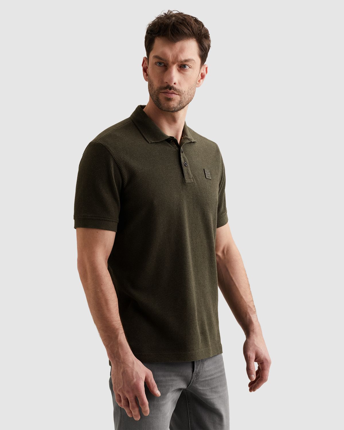 PME Legend Polo met structuur en ribboorden PPSS2602856-8039