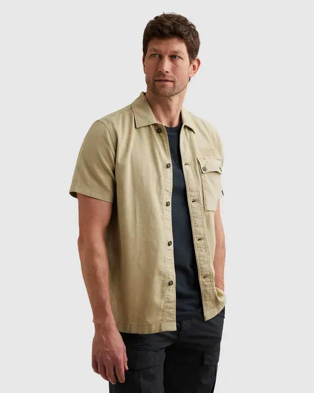 PME Legend Overhemd met korte mouwen en garment-dye wassing