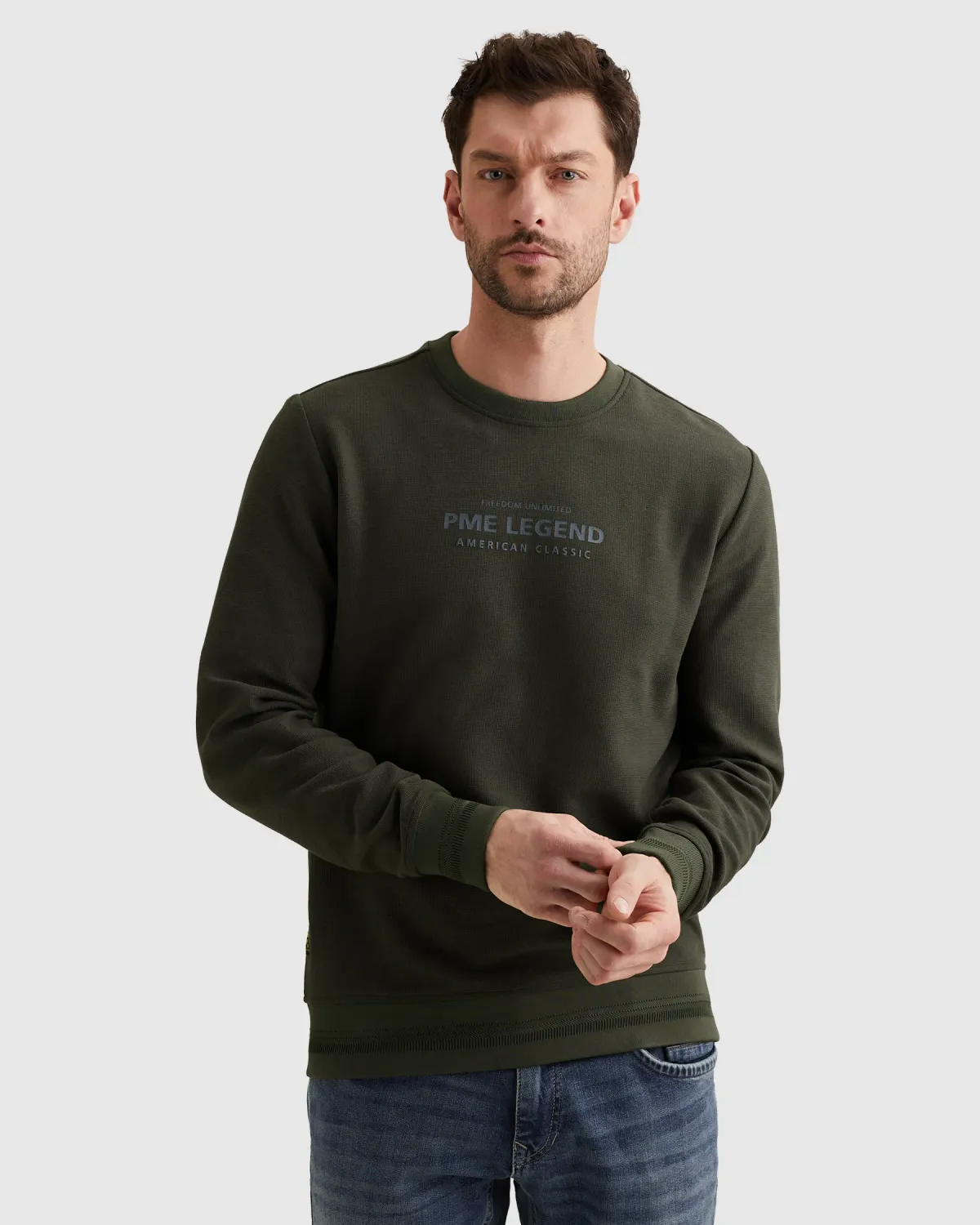 PME Legend Sweatshirt met artwork en ribkraag