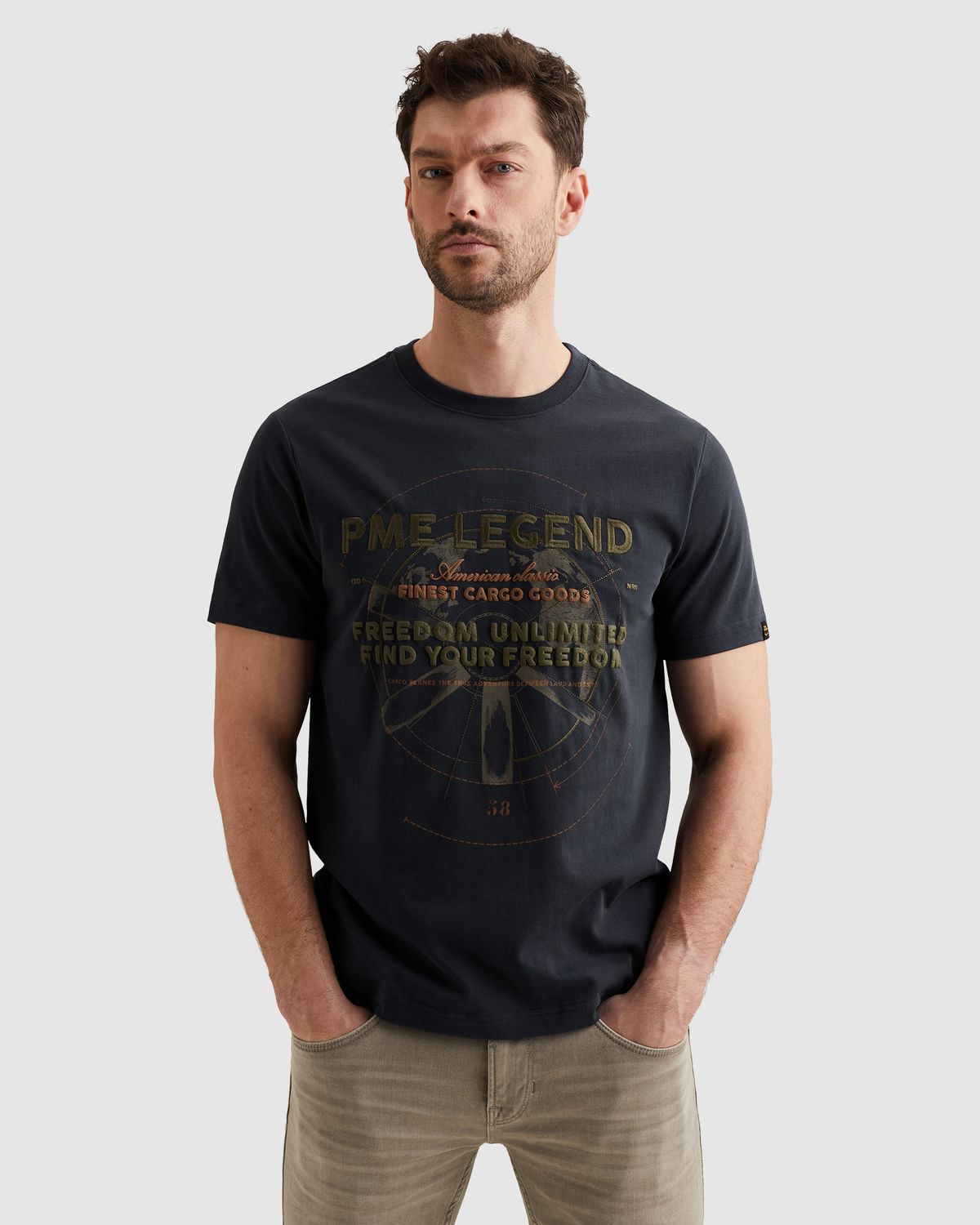 PME Legend T-shirt van katoenen jersey met artwork PTSS2602577-5116