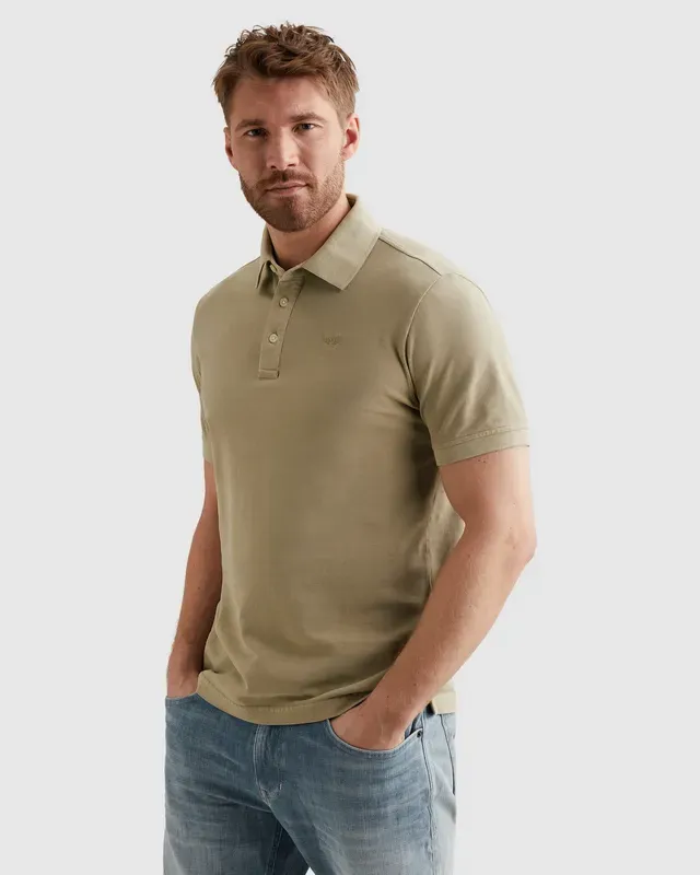 PME Legend Polo van piqué met garment-dye wassing