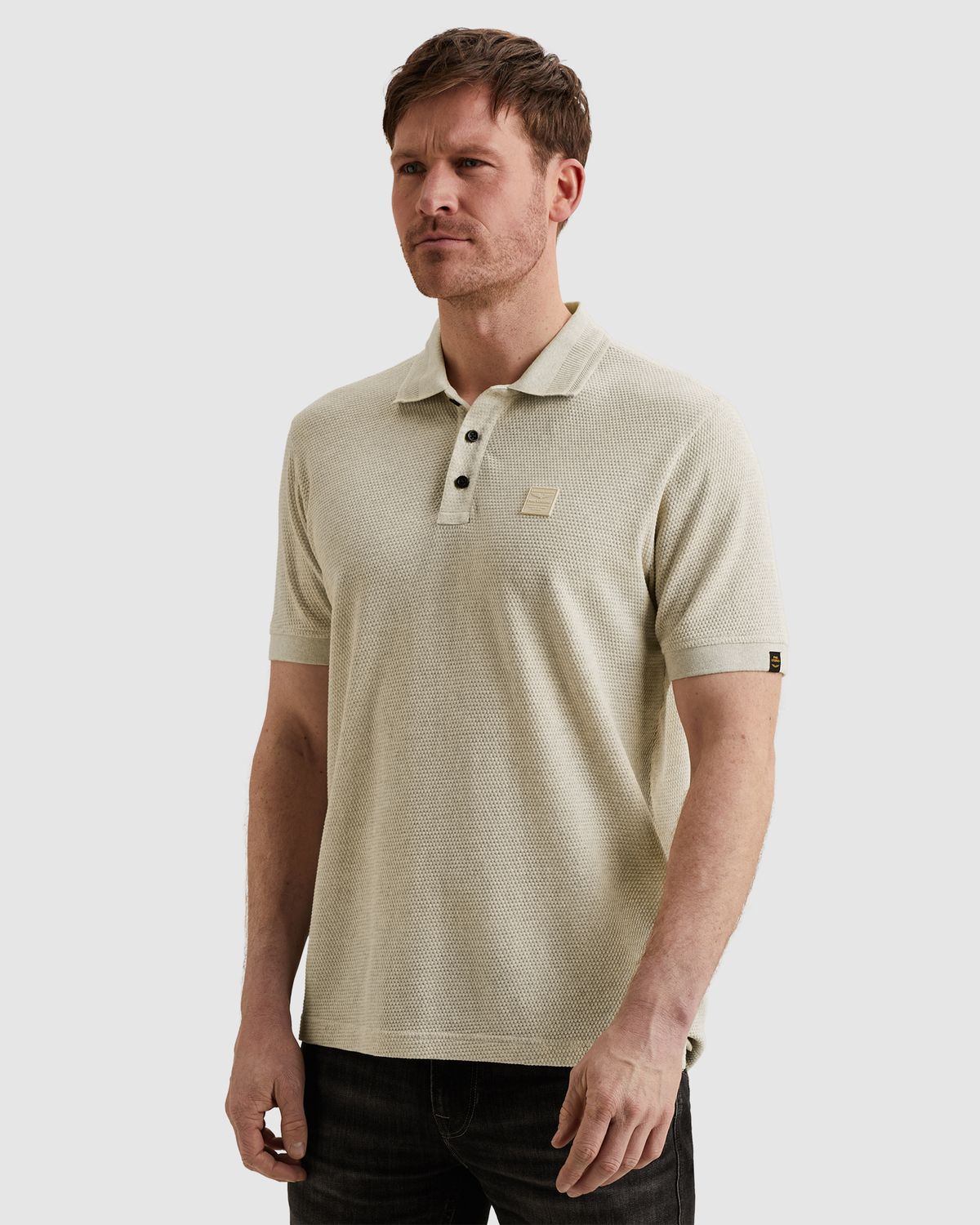 PME Legend Polo met structuur en ribboorden PPSS2602856-7013
