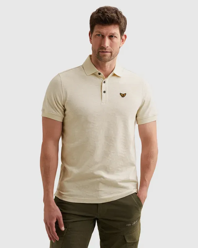 PME Legend Polo van jersey met allover jacquardpatroon