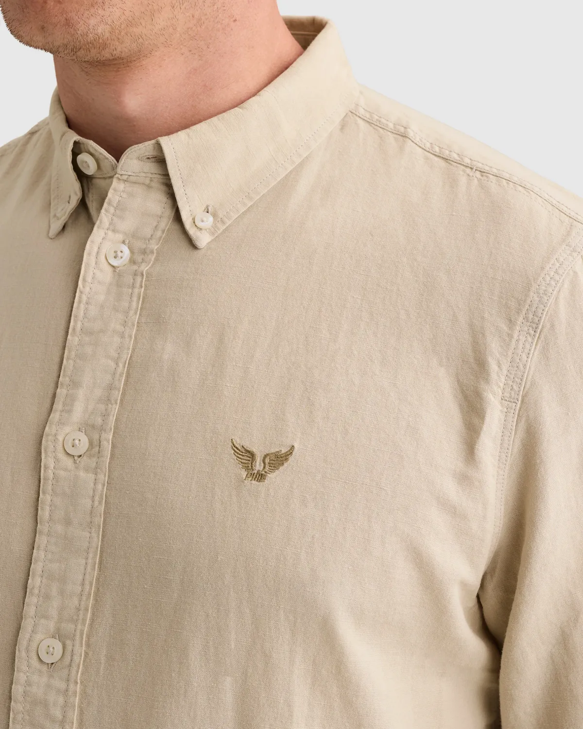 PME Legend Overhemd van een katoen/linnenblend garment-dye wassing