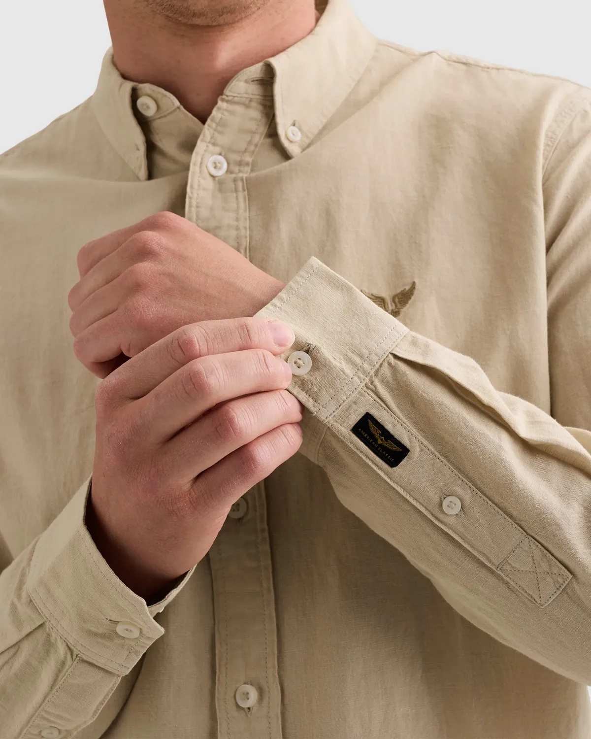 PME Legend Overhemd van een katoen/linnenblend garment-dye wassing