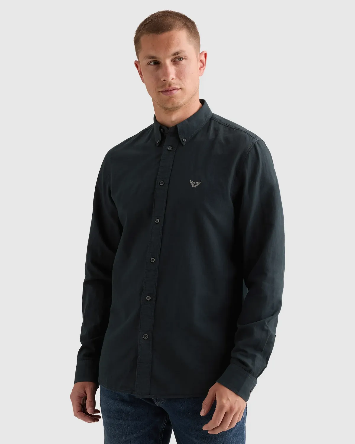 PME Legend Overhemd van een katoen/linnenblend garment-dye wassing