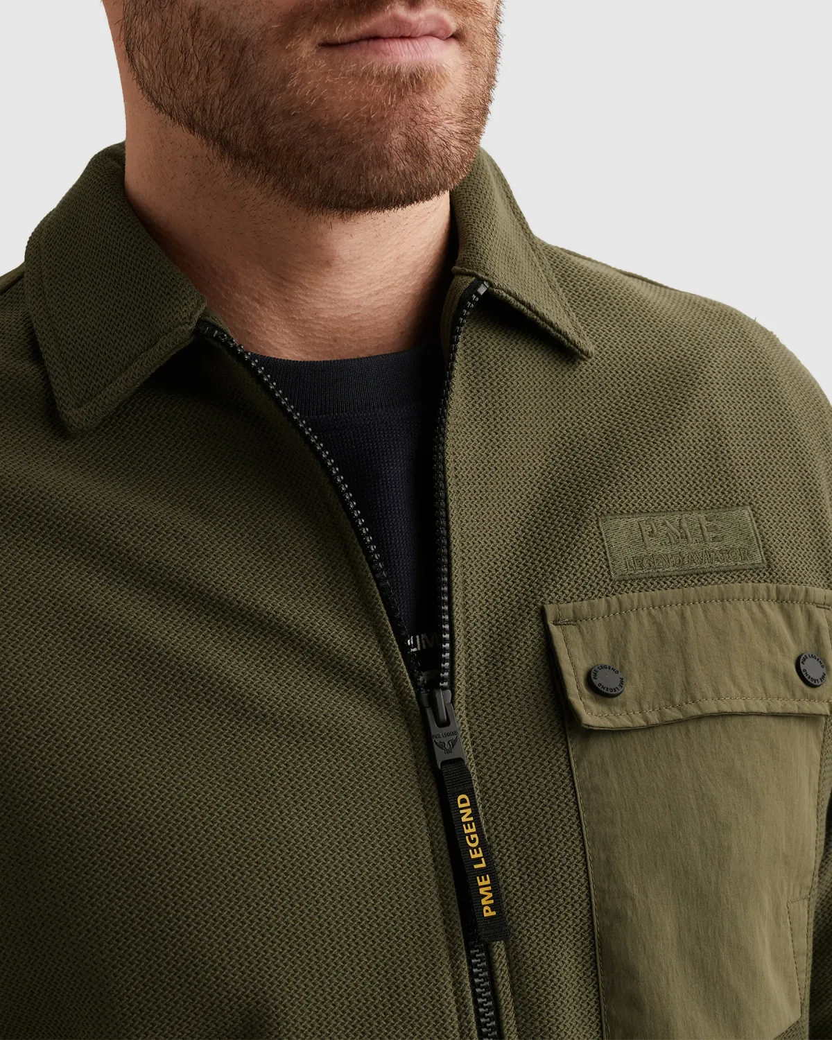 PME Legend Shirt jacket met ritssluiting en badge