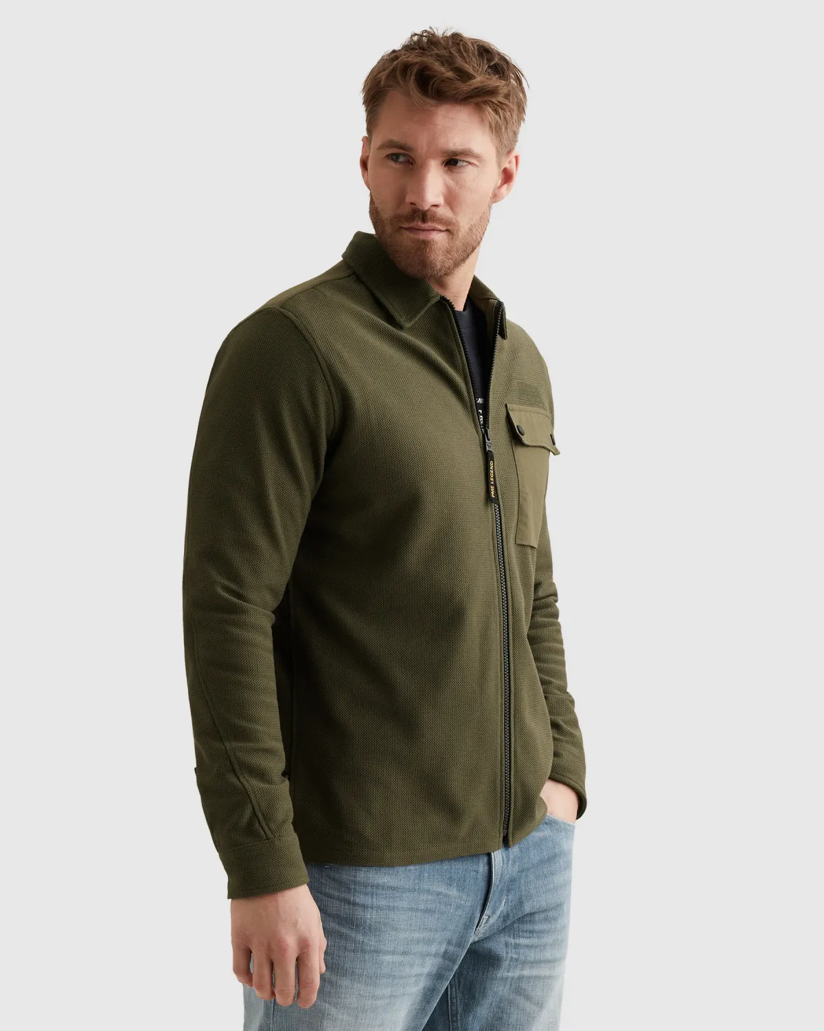 PME Legend Shirt jacket met ritssluiting en badge