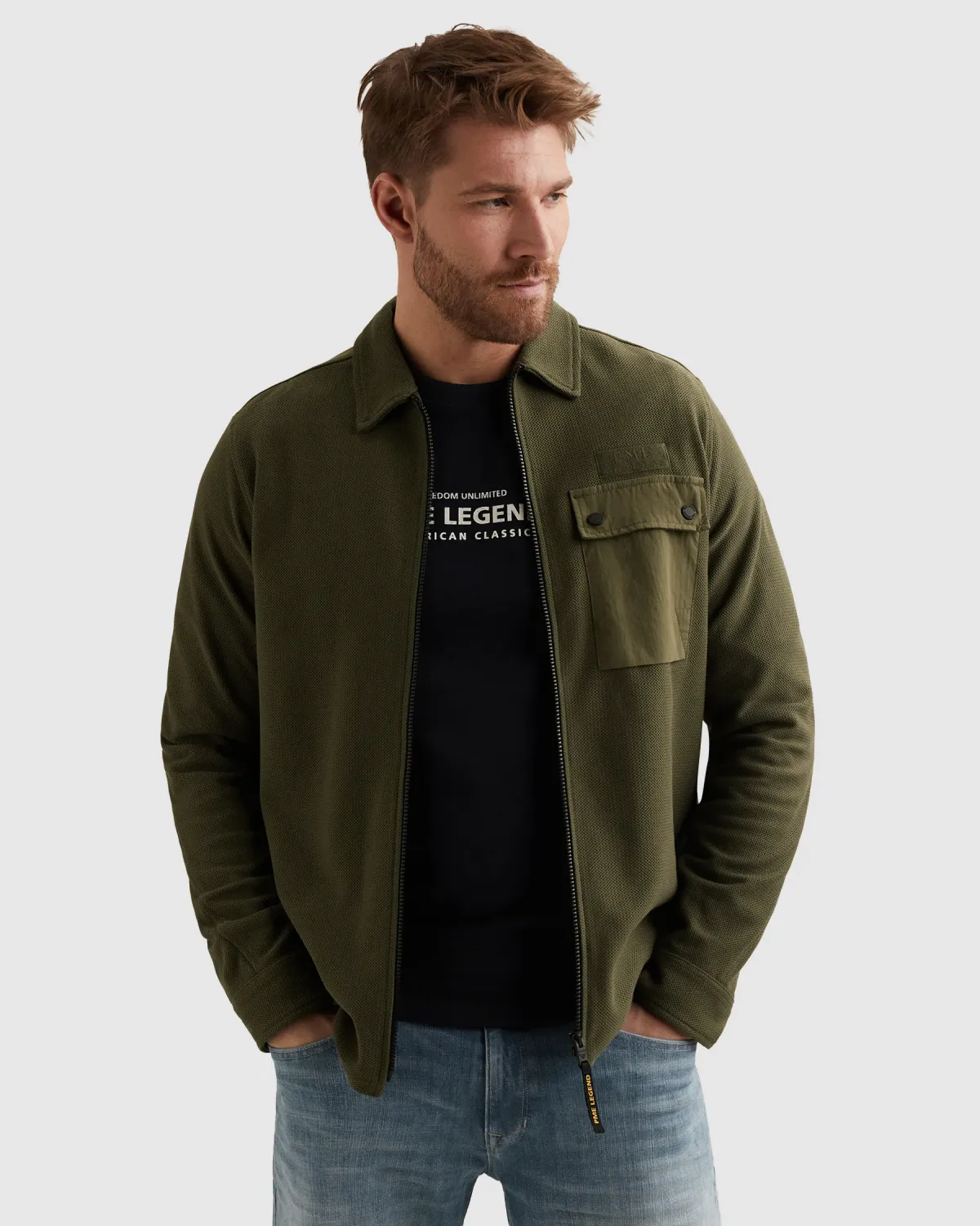 PME Legend Shirt jacket met ritssluiting en badge