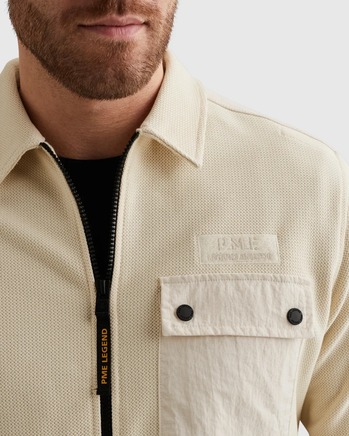 PME Legend Shirt jacket met ritssluiting en badge