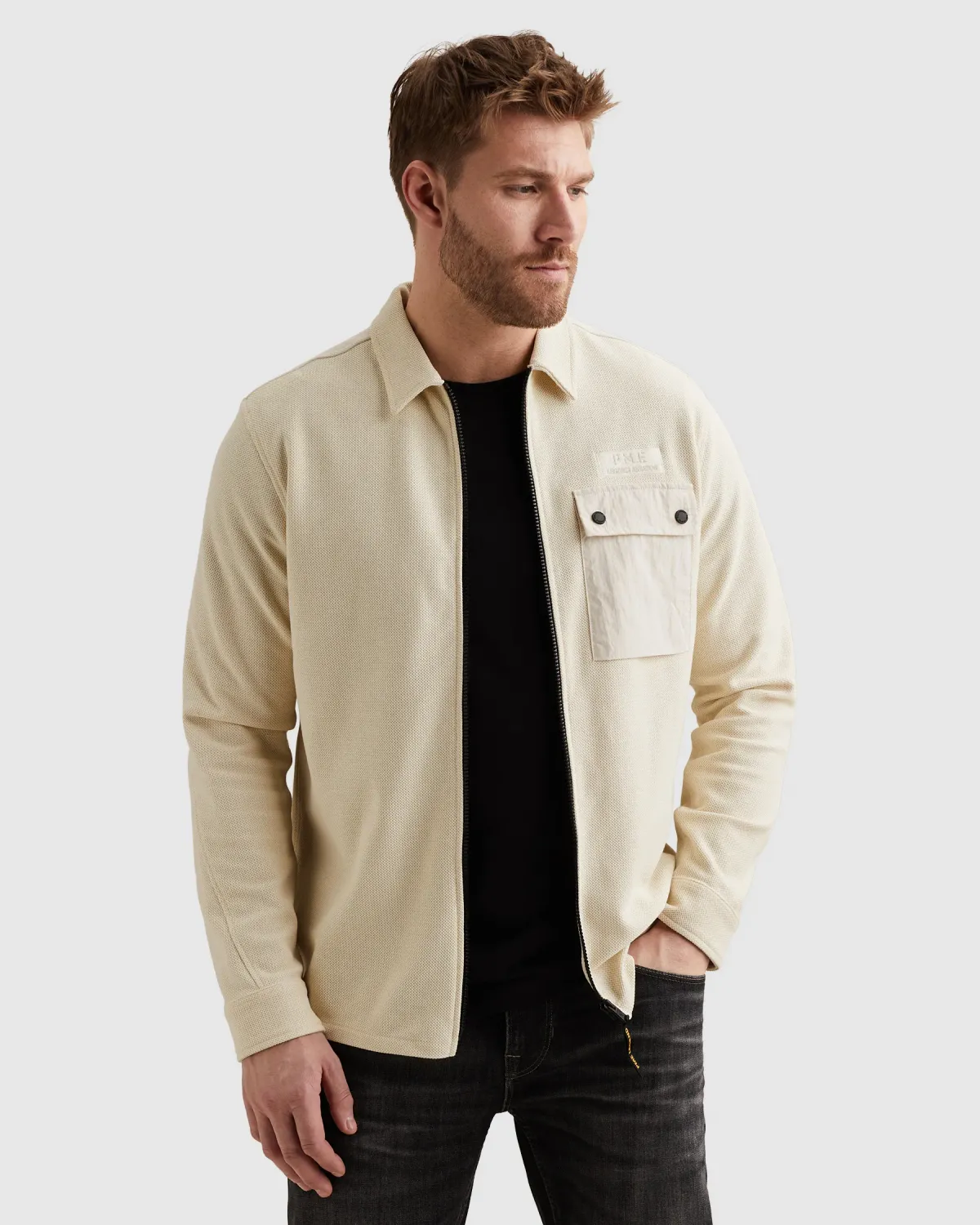 PME Legend Shirt jacket met ritssluiting en badge
