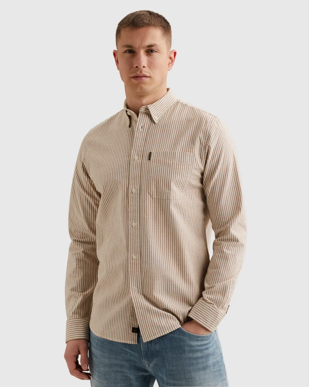 PME Legend LONG SLEEVE SHIRT Yd Stripe Oxford Glazed Ginger PSI2602216