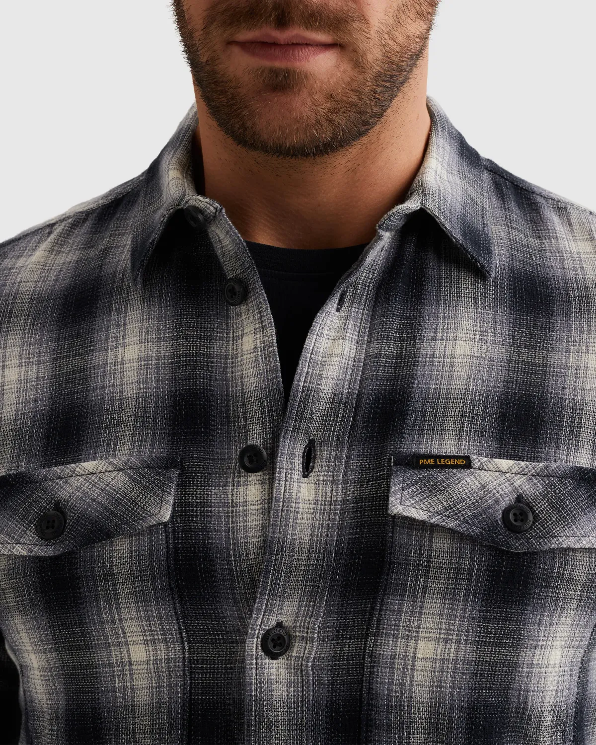 PME Legend Overhemd met borstzakken en stitching details