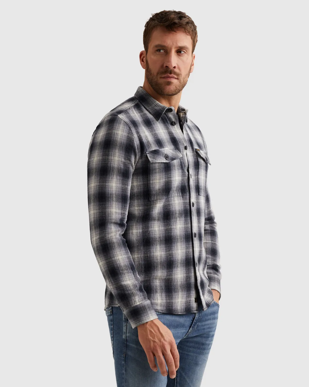 PME Legend Overhemd met borstzakken en stitching details