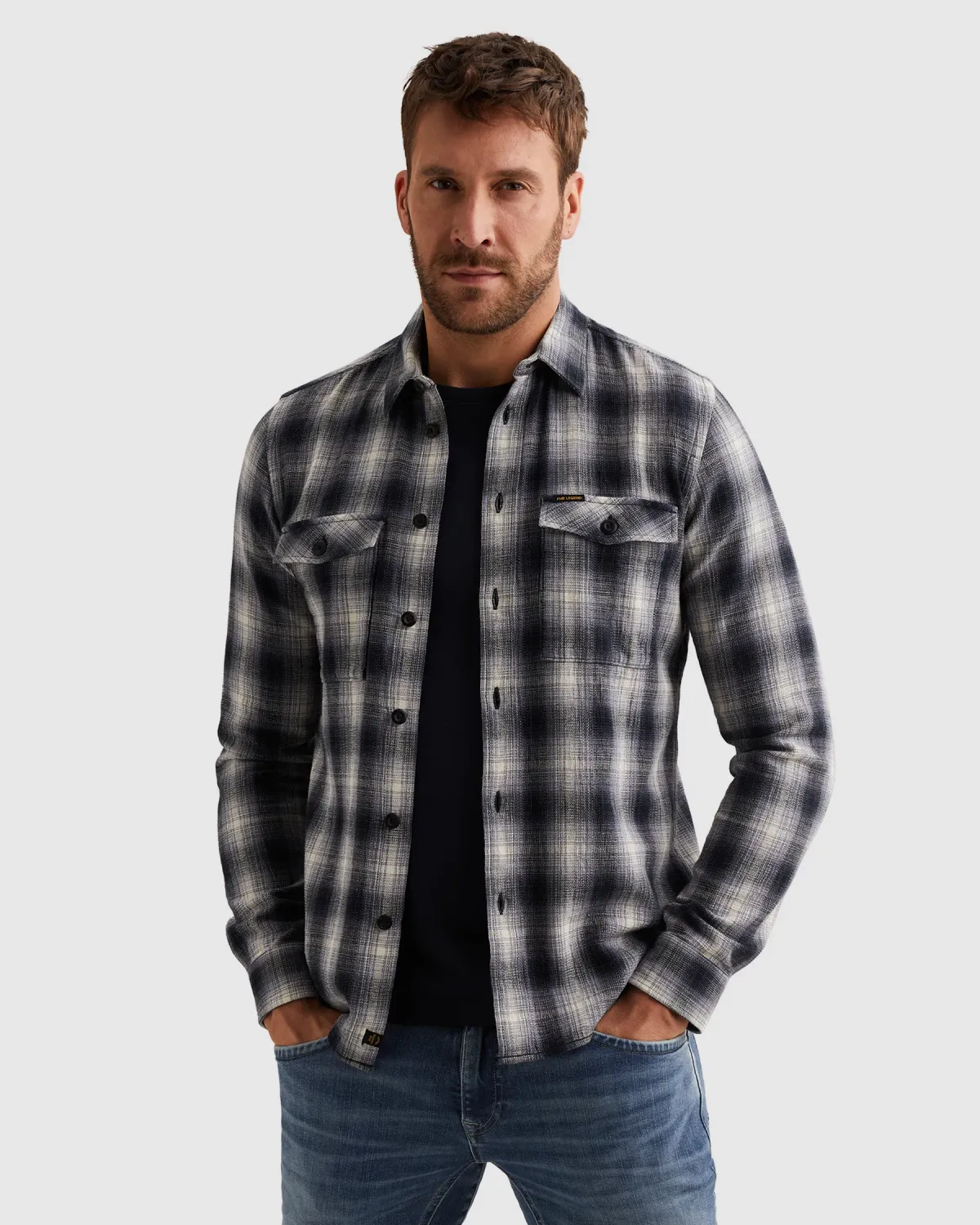 PME Legend Overhemd met borstzakken en stitching details
