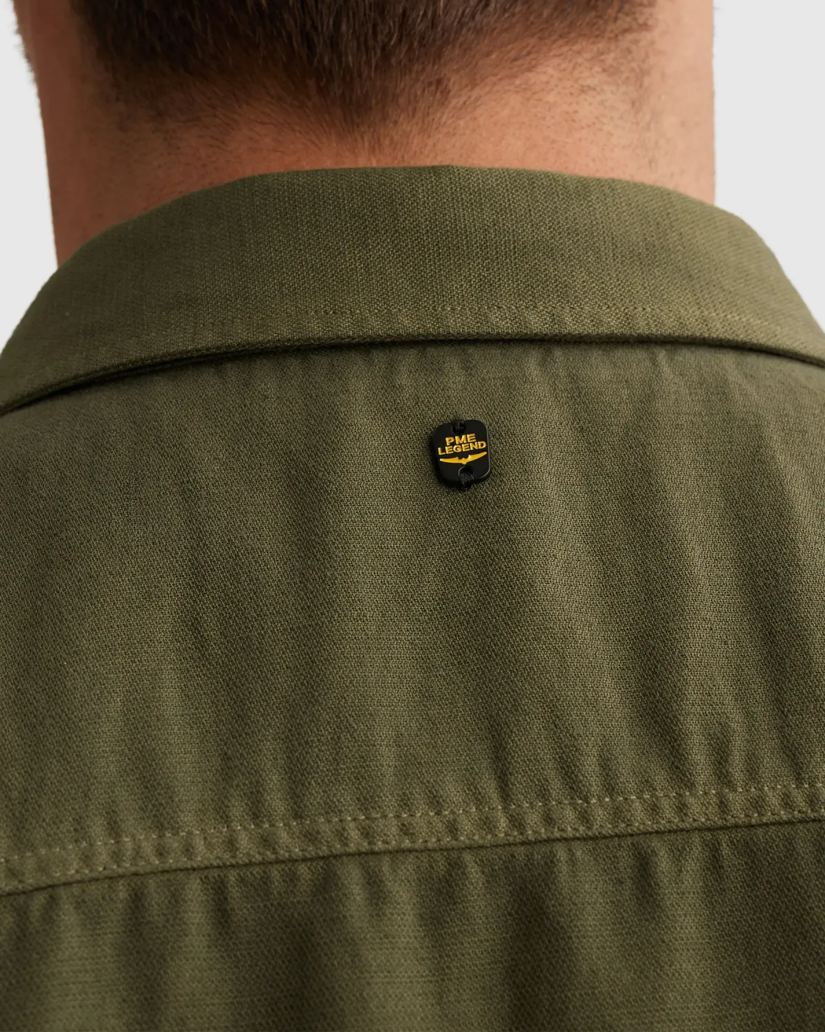 PME Legend Overhemd van katoen/linnen met stitching details