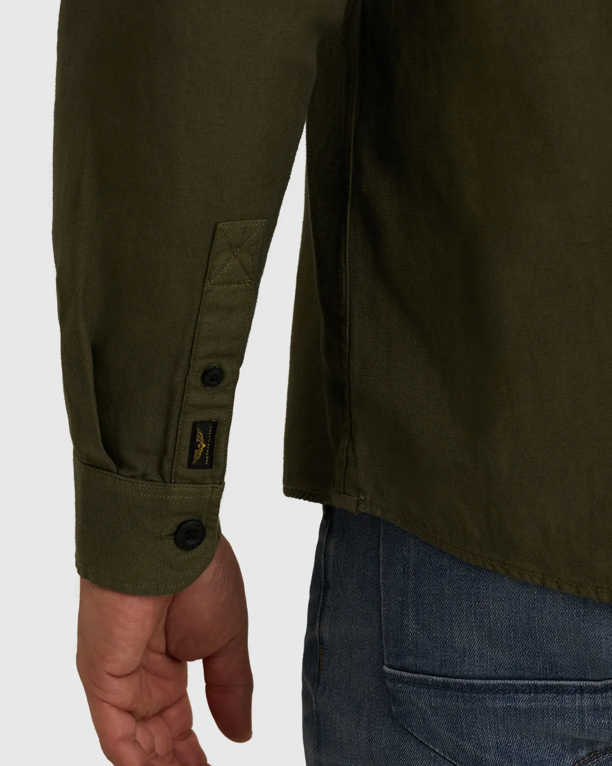 PME Legend Overhemd van katoen/linnen met stitching details