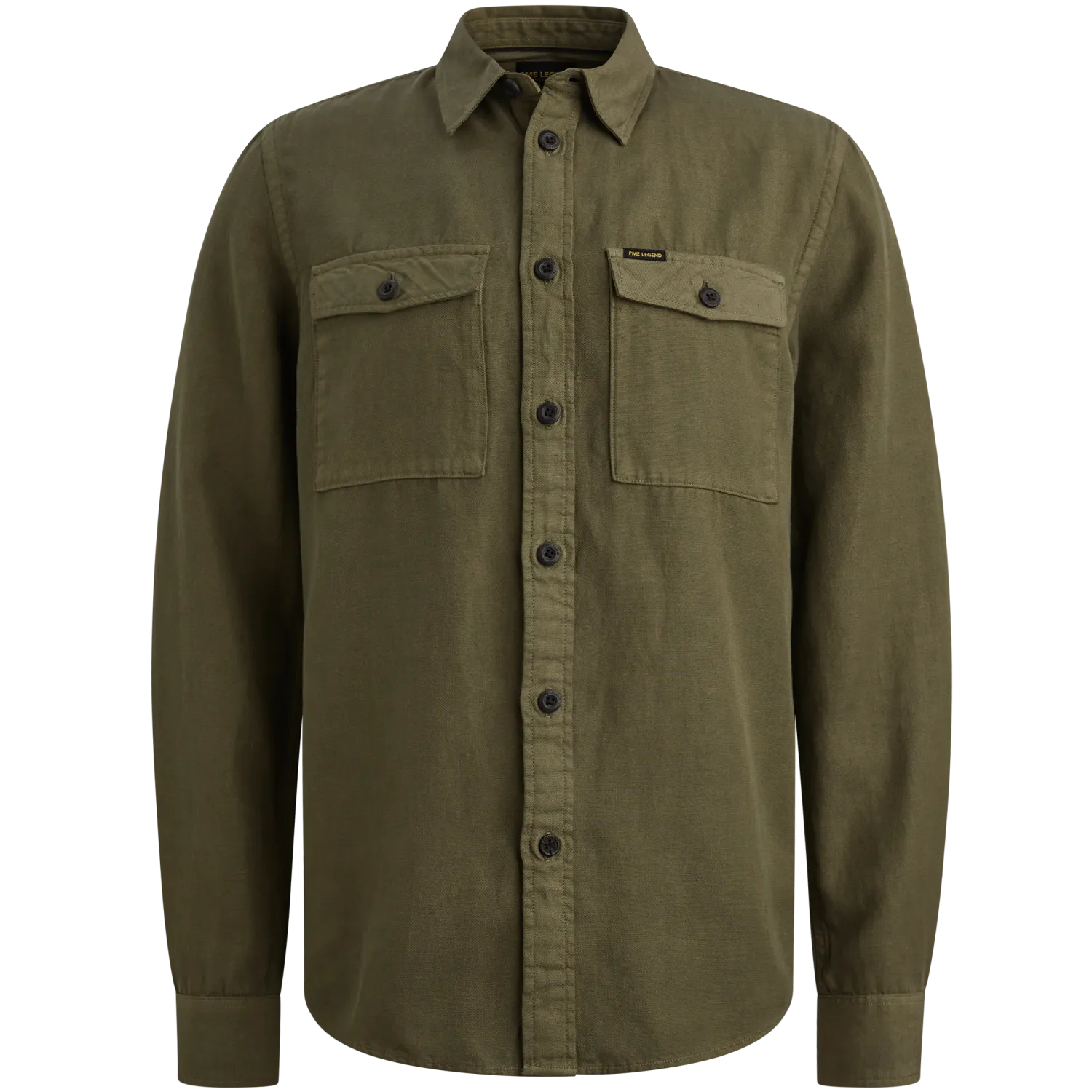 PME Legend Overhemd van katoen/linnen met stitching details