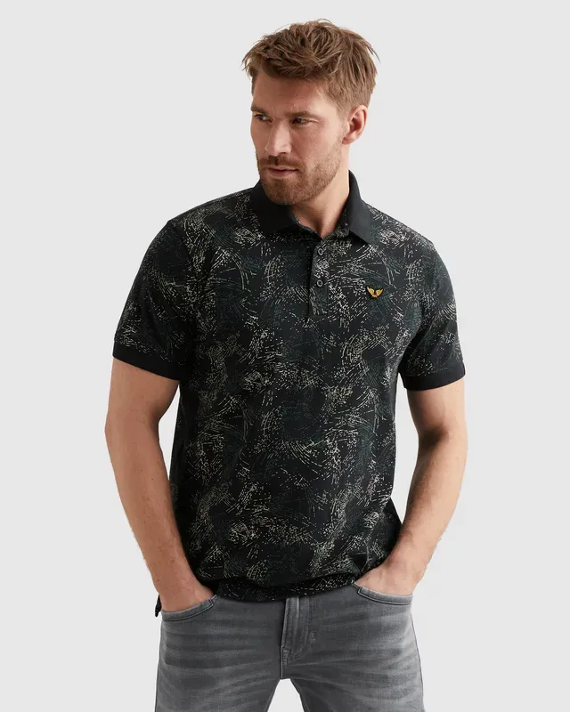 PME Legend Polo van jersey met allover print