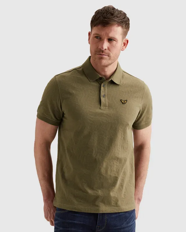 PME Legend Polo van jersey met allover jacquardpatroon
