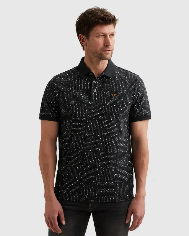 PME Legend Polo van fijne piqué met allover print