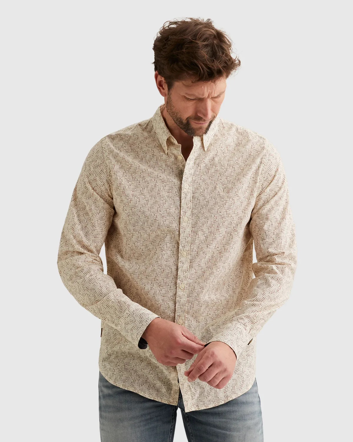 PME Legend Overhemd met allover print en button down kraag
