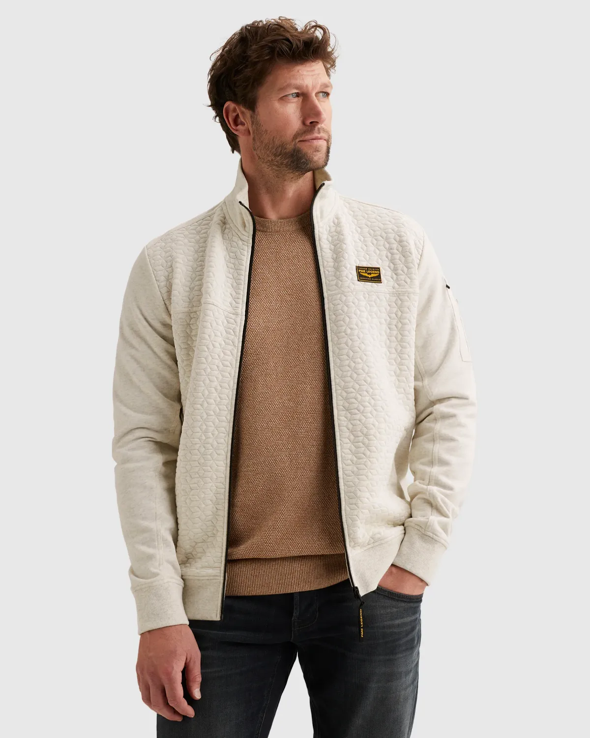 PME Legend Sweat jacket met structuren en flight pocket