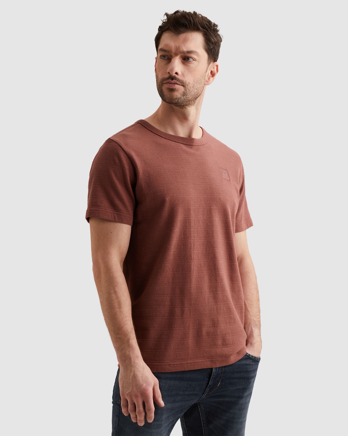 PME Legend T-shirt met jacquard streeppatroon PTSS2602563-4085