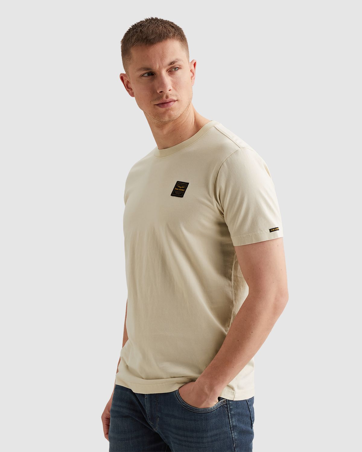 PME Legend T-shirt met garment-dye wassing en badge
