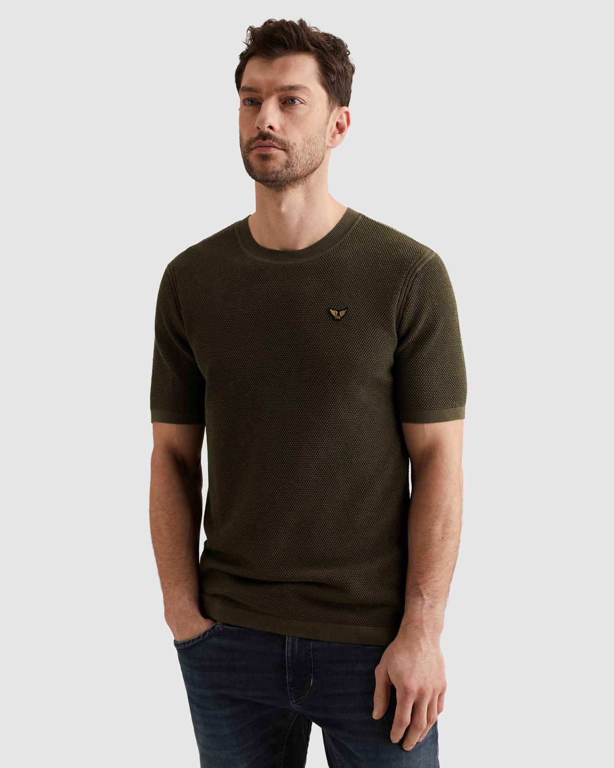 PME Legend T-shirt collar cotton modal Ivy Green PTSS2602566-6415