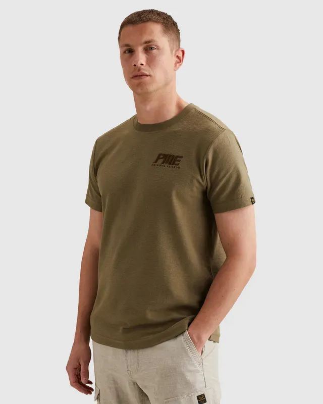 PME Legend T-shirt van jersey jacquard met artwork op de borst