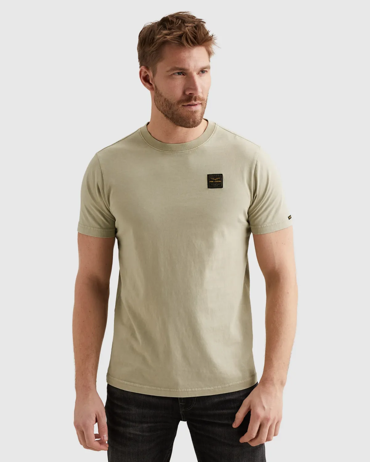 PME Legend T-shirt met badge en garment-dye wassing