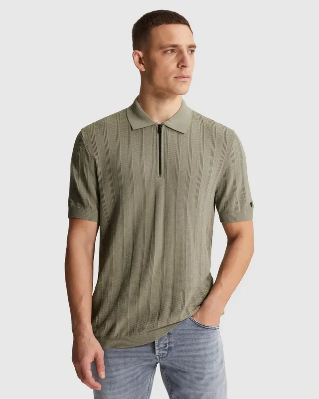 Cast Iron Polo shirt with zipper closure and allover texture CPSS2602855-6478