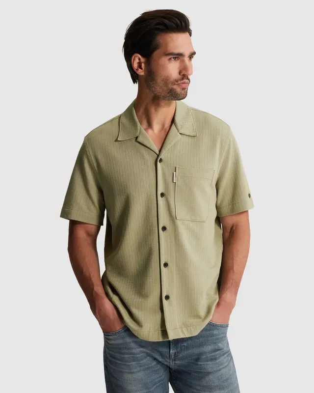 Cast Iron Shirt with short sleeves and chest pocket in jersey CSIS2604266-6390