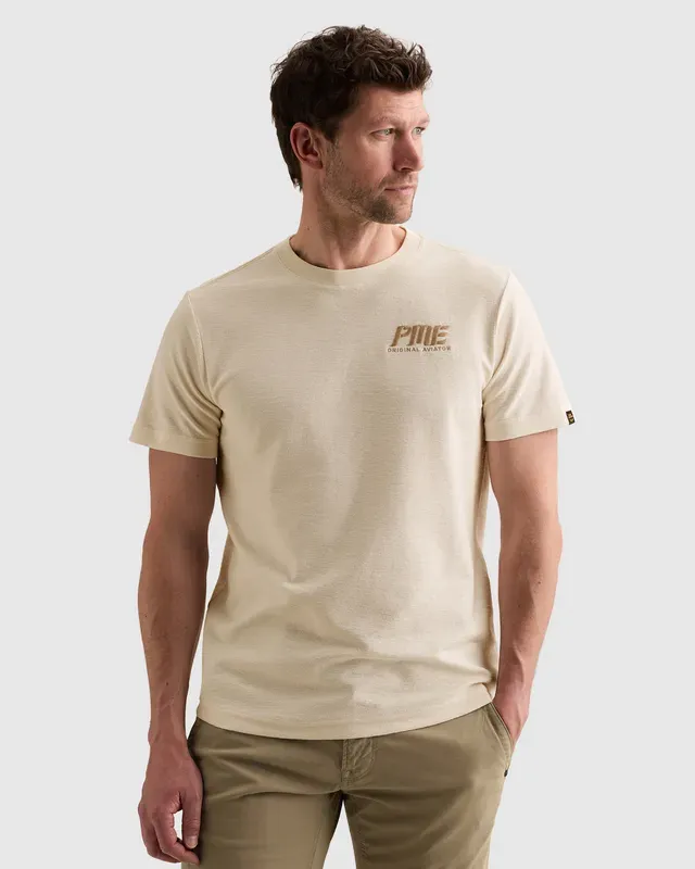 PME Legend T-shirt van jersey jacquard met artwork op de borst