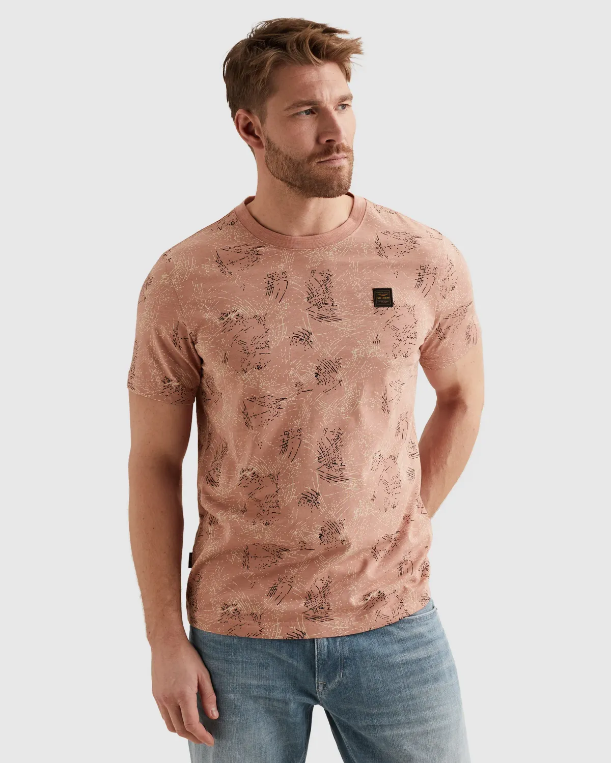PME Legend T-shirt van slub jersey met allover print