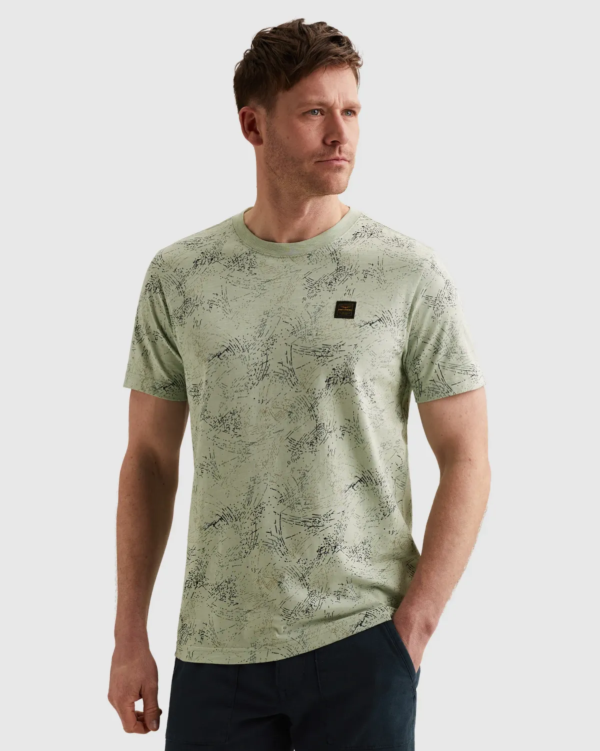 PME Legend T-shirt van slub jersey met allover print