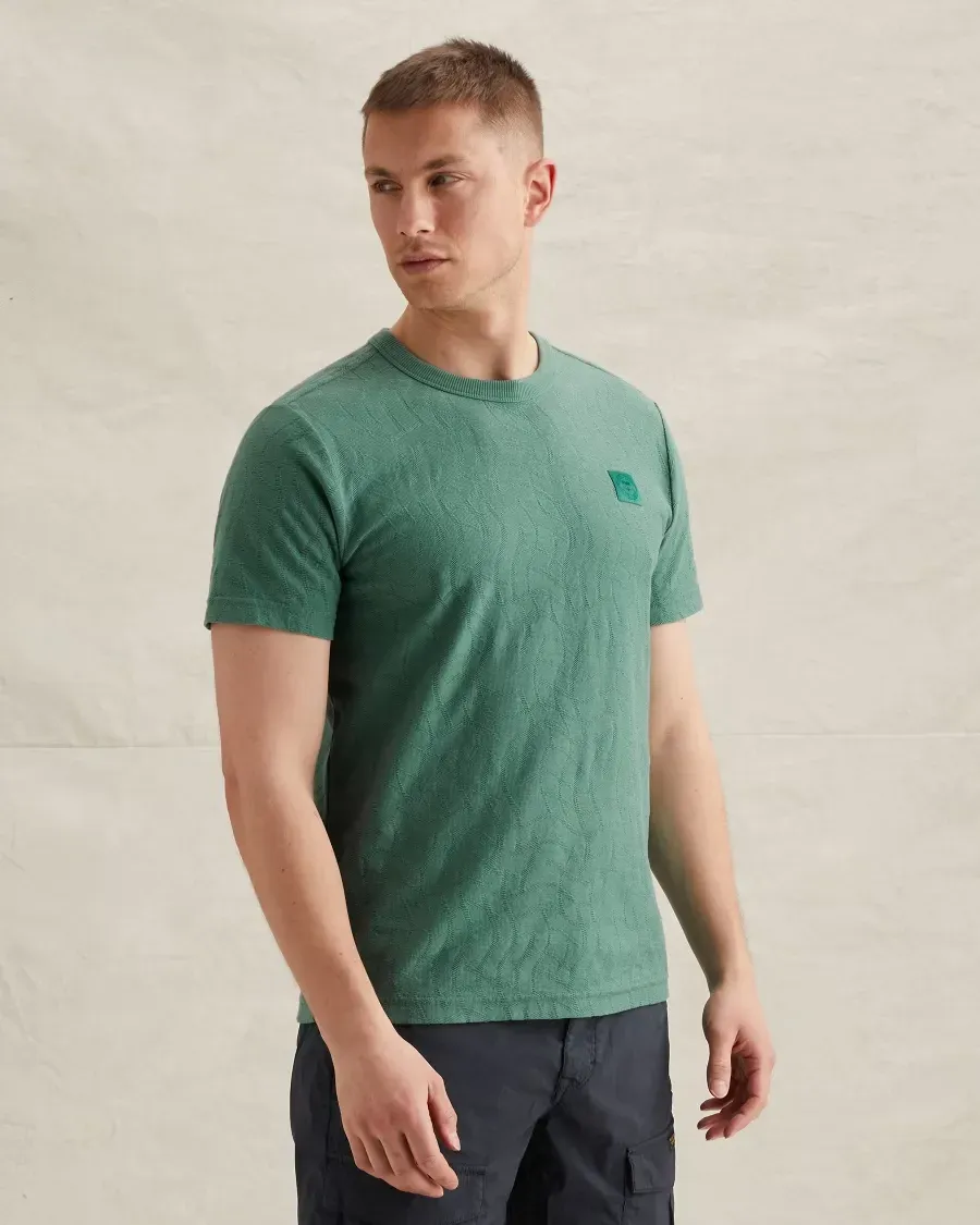 PME Legend Short sleeve r-neck jacquard jerse Deep Sea PTSS2604564
