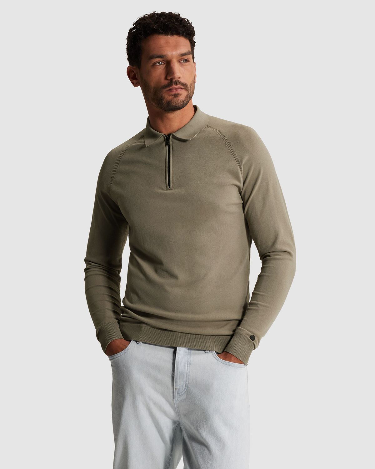 Cast Iron | Polo met raglanmouwen en ritssluiting CPS2602823-6478